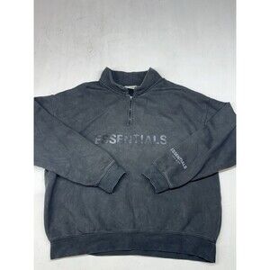 Fear of God ESSENTIALS Men’s XL 1/4 Zip Pullover Sweatshirt Black Boxy Fit